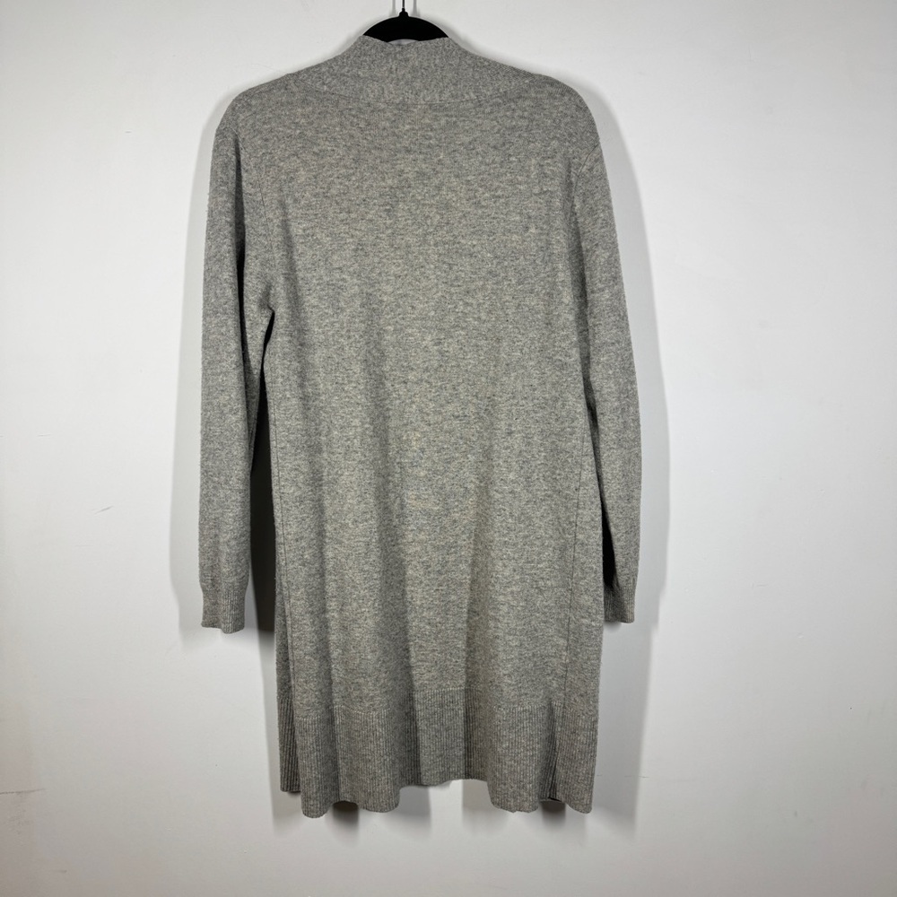Woolovers Gray Open Front Cardigan Sweater Cashmere Merino Size M Longline Cozy - Picture 3 of 15